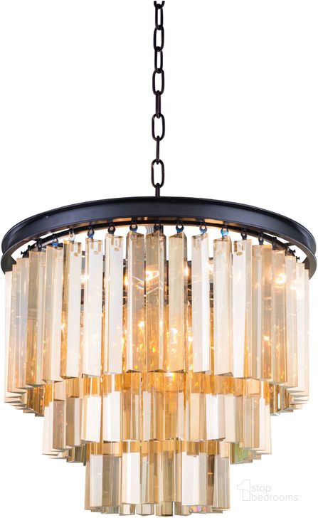 The appearance of Sydney 20 Matte Black 9 Light Chandelier With Golden Teak Royal Cut Crystal Trim designed by Elegant Lighting in the glam interior design. This black piece of furniture  was selected by 1StopBedrooms from Sydney Collection to add a touch of cosiness and style into your home. Sku: 1201D20MB-GT/RC. Material: Steel. Product Type: Chandelier.