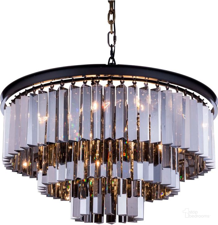 The appearance of Sydney 26 Matte Black 9 Light Chandelier With Silver Shade Royal Cut Crystal Trim designed by Elegant Lighting in the glam interior design. This black piece of furniture  was selected by 1StopBedrooms from Sydney Collection to add a touch of cosiness and style into your home. Sku: 1201D26MB-SS/RC. Material: Steel. Product Type: Chandelier.