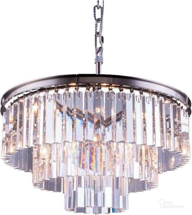 The appearance of Sydney 26 Polished nickel 9 Light Chandelier With Clear Royal Cut Crystal Trim designed by Elegant Lighting in the glam interior design. This silver piece of furniture  was selected by 1StopBedrooms from Sydney Collection to add a touch of cosiness and style into your home. Sku: 1201D26PN/RC. Material: Steel. Product Type: Chandelier.