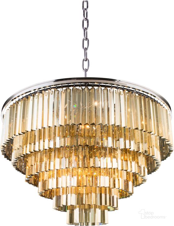 The appearance of Sydney 44 Polished nickel 33 Light Chandelier With Golden Teak Royal Cut Crystal Trim designed by Elegant Lighting in the transitional interior design. This silver piece of furniture  was selected by 1StopBedrooms from Sydney Collection to add a touch of cosiness and style into your home. Sku: 1201D44PN-GT/RC. Material: Steel. Product Type: Chandelier.