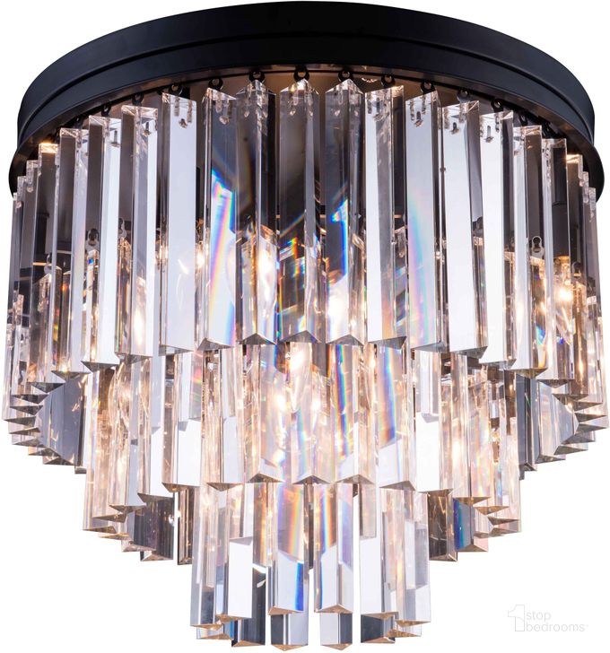 The appearance of Sydney 20 Matte Black 9 Light Flush Mount With Clear Royal Cut Crystal Trim designed by Elegant Lighting in the glam interior design. This black piece of furniture  was selected by 1StopBedrooms from Sydney Collection to add a touch of cosiness and style into your home. Sku: 1201F20MB/RC. Material: Steel. Product Type: Flush Mount.