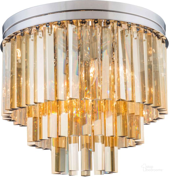 The appearance of Sydney 20 Polished nickel 9 Light Flush Mount With Golden Teak Royal Cut Crystal Trim designed by Elegant Lighting in the glam interior design. This silver piece of furniture  was selected by 1StopBedrooms from Sydney Collection to add a touch of cosiness and style into your home. Sku: 1201F20PN-GT/RC. Material: Steel. Product Type: Flush Mount.