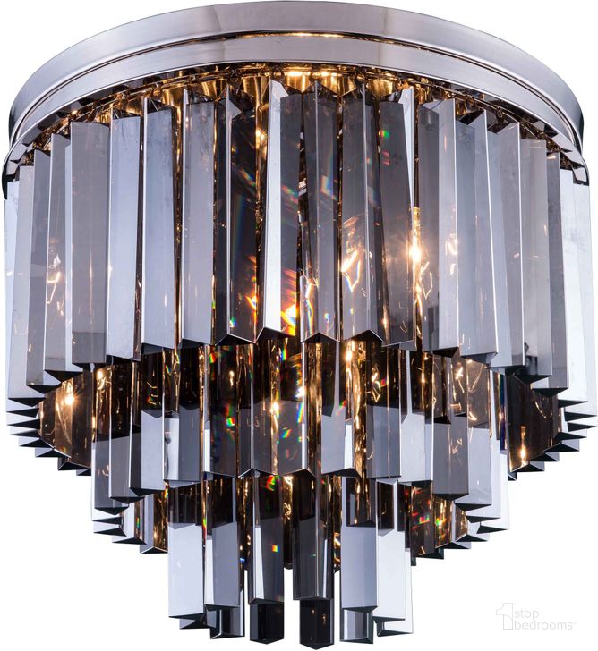 The appearance of Sydney 20 Polished nickel 9 Light Flush Mount With Silver Shade Royal Cut Crystal Trim designed by Elegant Lighting in the glam interior design. This silver piece of furniture  was selected by 1StopBedrooms from Sydney Collection to add a touch of cosiness and style into your home. Sku: 1201F20PN-SS/RC. Material: Steel. Product Type: Flush Mount.