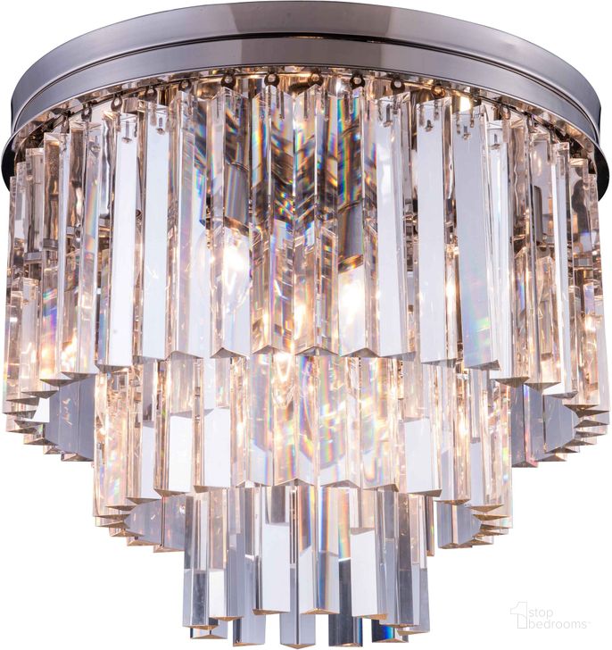 The appearance of Sydney 20 Polished nickel 9 Light Flush Mount With Clear Royal Cut Crystal Trim designed by Elegant Lighting in the glam interior design. This silver piece of furniture  was selected by 1StopBedrooms from Sydney Collection to add a touch of cosiness and style into your home. Sku: 1201F20PN/RC. Material: Steel. Product Type: Flush Mount.