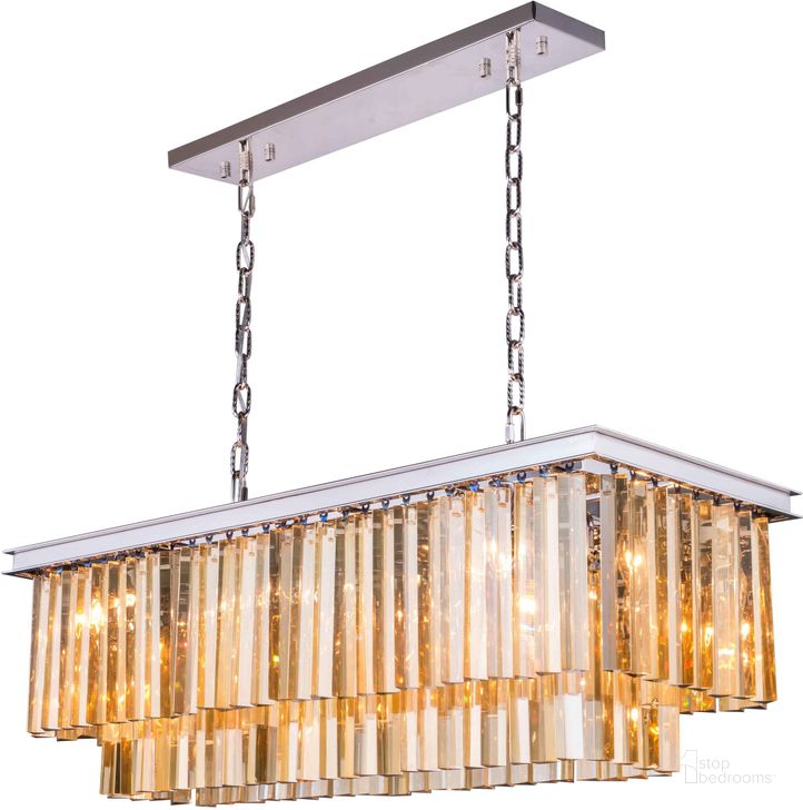 The appearance of Sydney 40 Polished nickel 12 Light Chandelier With Golden Teak Royal Cut Crystal Trim designed by Elegant Lighting in the transitional interior design. This silver piece of furniture  was selected by 1StopBedrooms from Sydney Collection to add a touch of cosiness and style into your home. Sku: 1202D40PN-GT/RC. Material: Steel. Product Type: Chandelier.
