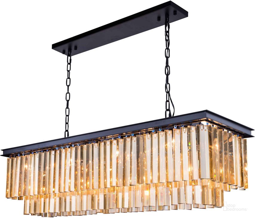 The appearance of Sydney 50 Matte Black 12 Light Chandelier With Golden Teak Royal Cut Crystal Trim designed by Elegant Lighting in the transitional interior design. This black piece of furniture  was selected by 1StopBedrooms from Sydney Collection to add a touch of cosiness and style into your home. Sku: 1202D50MB-GT/RC. Material: Steel. Product Type: Chandelier.