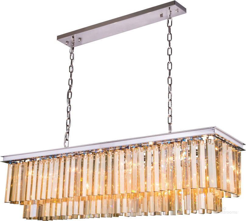 The appearance of Sydney 50 Polished nickel 12 Light Chandelier With Golden Teak Royal Cut Crystal Trim designed by Elegant Lighting in the transitional interior design. This silver piece of furniture  was selected by 1StopBedrooms from Sydney Collection to add a touch of cosiness and style into your home. Sku: 1202D50PN-GT/RC. Material: Steel. Product Type: Chandelier.