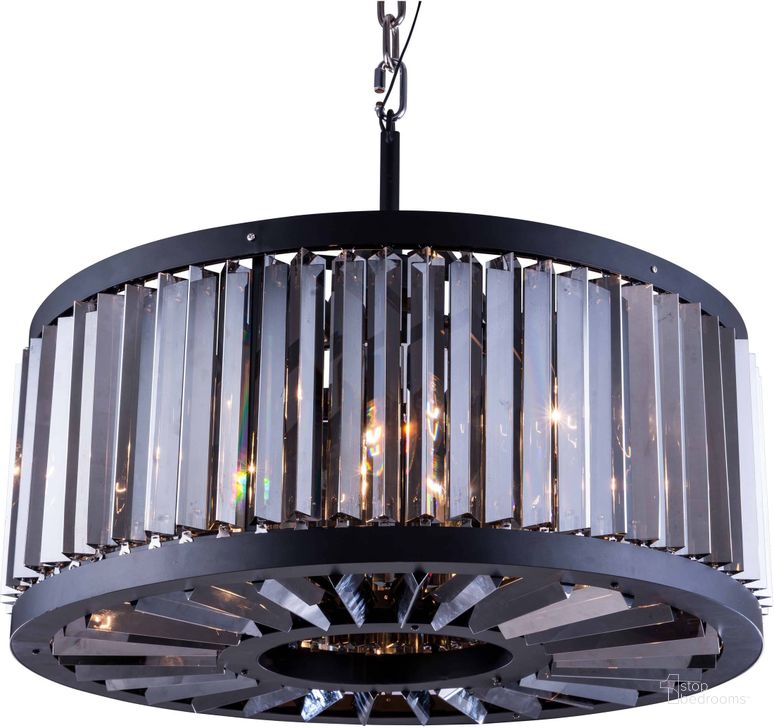 The appearance of Chelsea 28 Matte Black 8 Light Chandelier With Silver Shade Royal Cut Crystal Trim designed by Elegant Lighting in the glam interior design. This black piece of furniture  was selected by 1StopBedrooms from Chelsea Collection to add a touch of cosiness and style into your home. Sku: 1203D28MB-SS/RC. Material: Steel. Product Type: Chandelier.