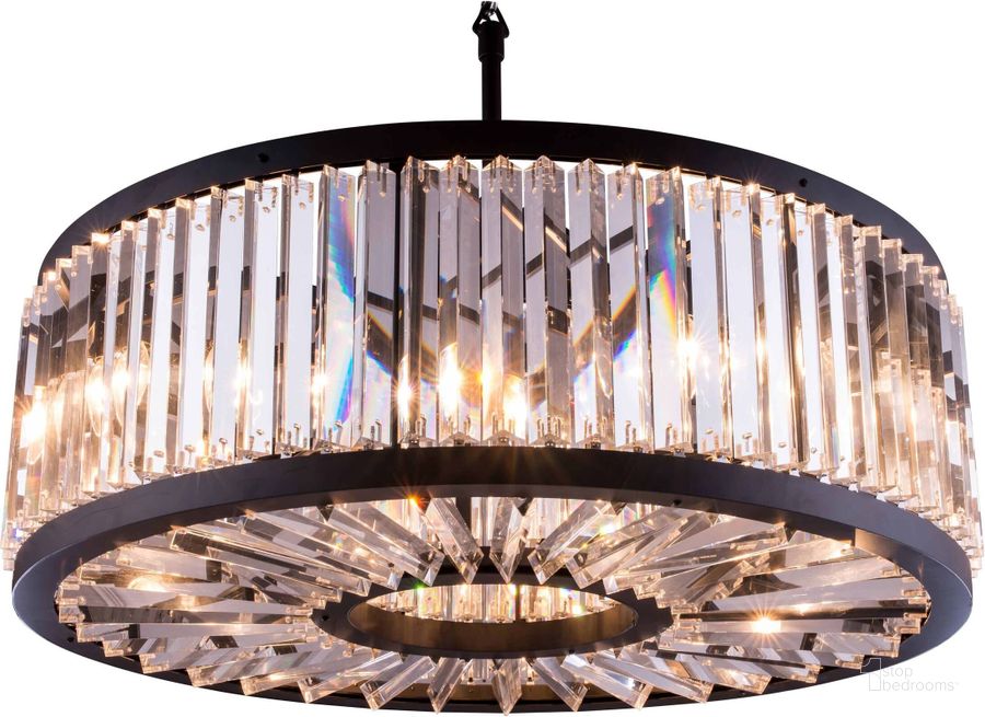 The appearance of Chelsea 35.5 Matte Black 10 Light Chandelier With Clear Royal Cut Crystal Trim designed by Elegant Lighting in the glam interior design. This black piece of furniture  was selected by 1StopBedrooms from Chelsea Collection to add a touch of cosiness and style into your home. Sku: 1203D35MB/RC. Material: Steel. Product Type: Chandelier.