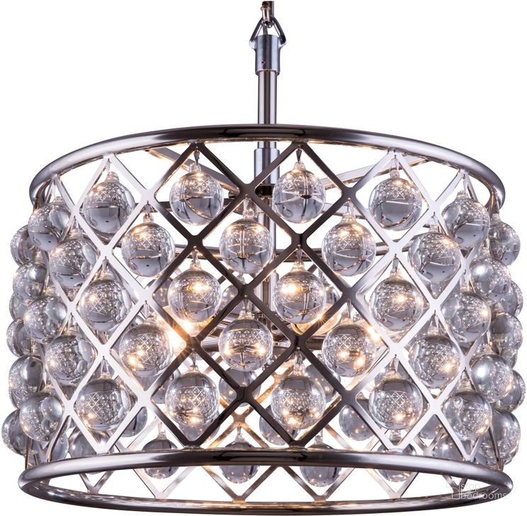 The appearance of Madison 20 Polished nickel 6 Light Pendant Royal Cut Crystal Trim designed by Elegant Lighting in the glam interior design. This silver piece of furniture  was selected by 1StopBedrooms from Madison Collection to add a touch of cosiness and style into your home. Sku: 1204D20PN/RC. Material: Steel. Product Type: Pendant Lighting.