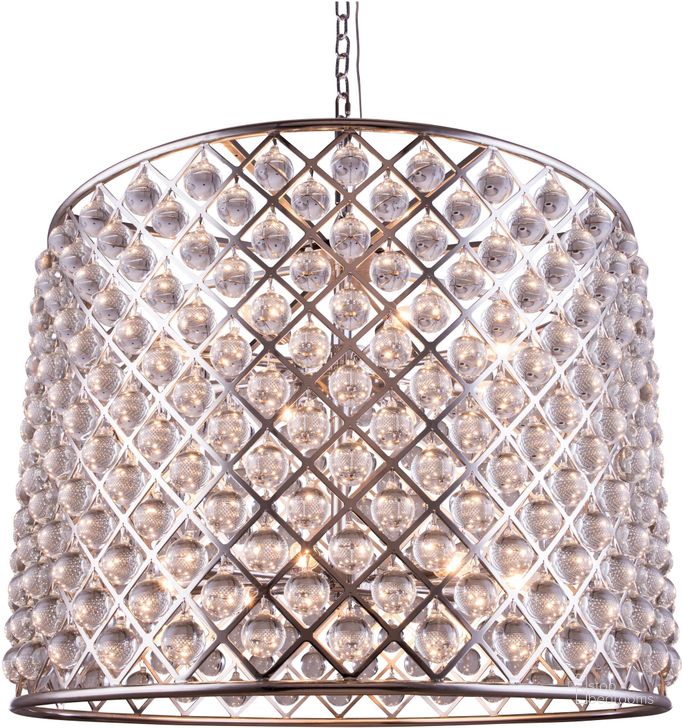 The appearance of Madison 35.5 Polished nickel 12 Light Chandelier Royal Cut Crystal Trim designed by Elegant Lighting in the glam interior design. This silver piece of furniture  was selected by 1StopBedrooms from Madison Collection to add a touch of cosiness and style into your home. Sku: 1204D35PN/RC. Material: Steel. Product Type: Chandelier.