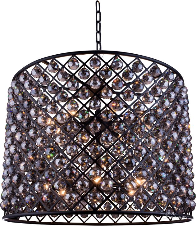 The appearance of Madison 35.5 Matte Black 12 Light Chandelier With Silver Shade Royal Cut Crystal Trim designed by Elegant Lighting in the glam interior design. This black piece of furniture  was selected by 1StopBedrooms from Madison Collection to add a touch of cosiness and style into your home. Sku: 1206D35MB-SS/RC. Material: Steel. Product Type: Chandelier.