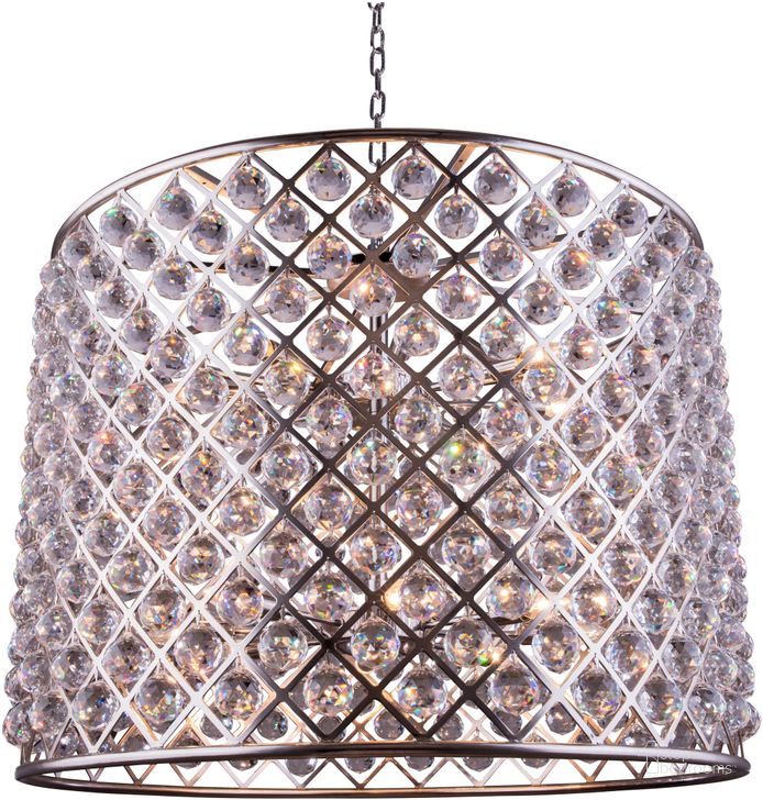 The appearance of Madison 35.5 Polished nickel 12 Light Chandelier With Clear Royal Cut Crystal Trim designed by Elegant Lighting in the glam interior design. This silver piece of furniture  was selected by 1StopBedrooms from Madison Collection to add a touch of cosiness and style into your home. Sku: 1206D35PN/RC. Material: Steel. Product Type: Chandelier.