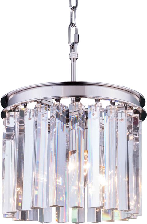 The appearance of Sydney 12 Polished nickel 3 Light Pendant With Clear Royal Cut Crystal Trim designed by Elegant Lighting in the glam interior design. This silver piece of furniture  was selected by 1StopBedrooms from Sydney Collection to add a touch of cosiness and style into your home. Sku: 1208D12PN/RC. Material: Steel. Product Type: Pendant Lighting.