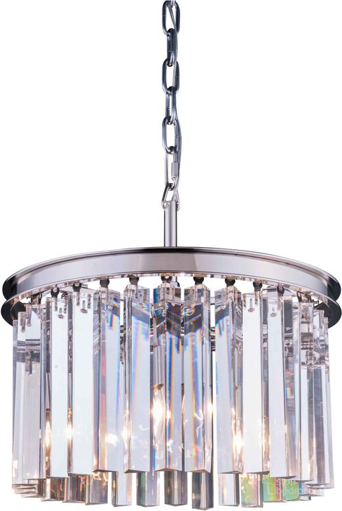 The appearance of Sydney 16 Polished nickel 3 Light Pendant With Clear Royal Cut Crystal Trim designed by Elegant Lighting in the glam interior design. This silver piece of furniture  was selected by 1StopBedrooms from Sydney Collection to add a touch of cosiness and style into your home. Sku: 1208D16PN/RC. Material: Steel. Product Type: Pendant Lighting.