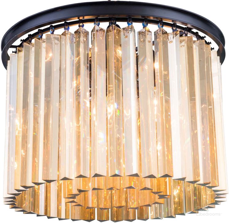 The appearance of Sydney 20 Matte Black 6 Light Flush Mount With Golden Teak Royal Cut Crystal Trim designed by Elegant Lighting in the glam interior design. This black piece of furniture  was selected by 1StopBedrooms from Sydney Collection to add a touch of cosiness and style into your home. Sku: 1208F20MB-GT/RC. Material: Steel. Product Type: Flush Mount.