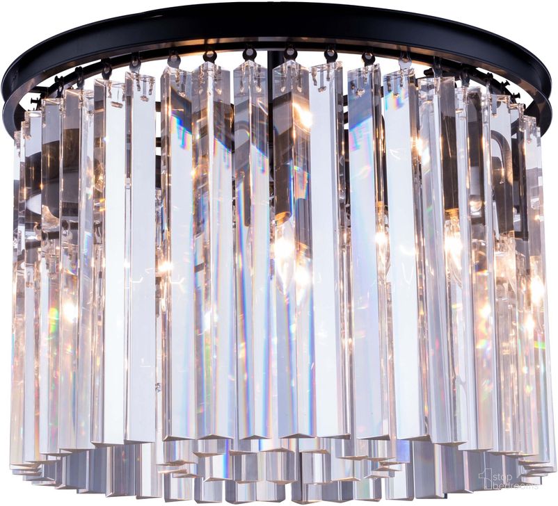 The appearance of Sydney 20 Matte Black 6 Light Flush Mount With Clear Royal Cut Crystal Trim designed by Elegant Lighting in the glam interior design. This black piece of furniture  was selected by 1StopBedrooms from Sydney Collection to add a touch of cosiness and style into your home. Sku: 1208F20MB/RC. Material: Steel. Product Type: Flush Mount.