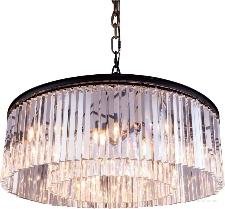 The appearance of Sydney 43.5 Matte Black 10 Light Chandelier With Clear Royal Cut Crystal Trim designed by Elegant Lighting in the transitional interior design. This black piece of furniture  was selected by 1StopBedrooms from Sydney Collection to add a touch of cosiness and style into your home. Sku: 1208G43MB/RC. Material: Steel. Product Type: Chandelier.