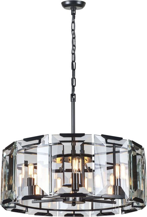 The appearance of Monaco 26 Flat Matte Black 6 Light Chandelier Glass Crystal Trim designed by Elegant Lighting in the transitional interior design. This black piece of furniture  was selected by 1StopBedrooms from Monaco Collection to add a touch of cosiness and style into your home. Sku: 1211D26FB. Material: Glass. Product Type: Chandelier.