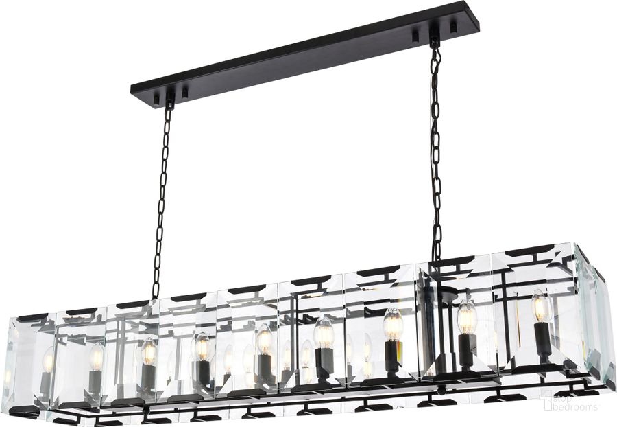 The appearance of Monaco 13 Flat Matte Black 18 Light Chandelier Glass Crystal Trim designed by Elegant Lighting in the transitional interior design. This black piece of furniture  was selected by 1StopBedrooms from Monaco Collection to add a touch of cosiness and style into your home. Sku: 1212D60FB. Material: Glass. Product Type: Chandelier.