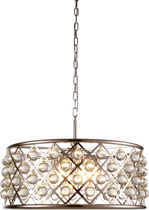 The appearance of Madison 25 Polished Nickel 6 Light Chandelier Royal Cut Crystal Trim designed by Elegant Lighting in the transitional interior design. This silver piece of furniture  was selected by 1StopBedrooms from Madison Collection to add a touch of cosiness and style into your home. Sku: 1213D25PN/RC. Material: Steel. Product Type: Chandelier.