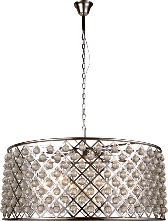 The appearance of Madison 43.5 Polished Nickel 10 Light Chandelier Royal Cut Crystal Trim designed by Elegant Lighting in the transitional interior design. This silver piece of furniture  was selected by 1StopBedrooms from Madison Collection to add a touch of cosiness and style into your home. Sku: 1213G43PN/RC. Material: Steel. Product Type: Chandelier.