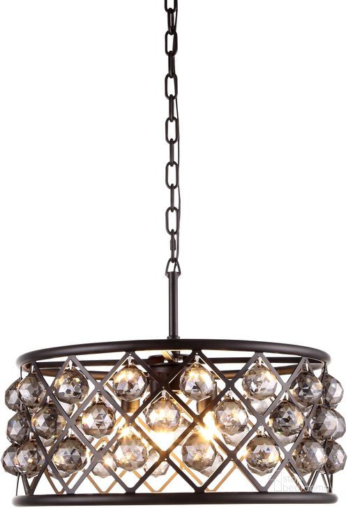 The appearance of Madison 20 Matte Black 5 Light Chandelier With Silver Shade Royal Cut Crystal Trim designed by Elegant Lighting in the transitional interior design. This black piece of furniture  was selected by 1StopBedrooms from Madison Collection to add a touch of cosiness and style into your home. Sku: 1214D20MB-SS/RC. Material: Steel. Product Type: Chandelier.