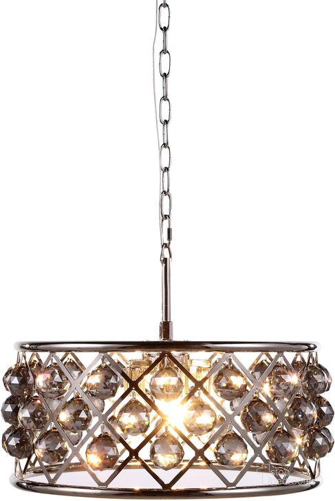The appearance of Madison 20 Polished Nickel 5 Light Chandelier With Silver Shade Royal Cut Crystal Trim designed by Elegant Lighting in the transitional interior design. This silver piece of furniture  was selected by 1StopBedrooms from Madison Collection to add a touch of cosiness and style into your home. Sku: 1214D20PN-SS/RC. Material: Steel. Product Type: Chandelier.