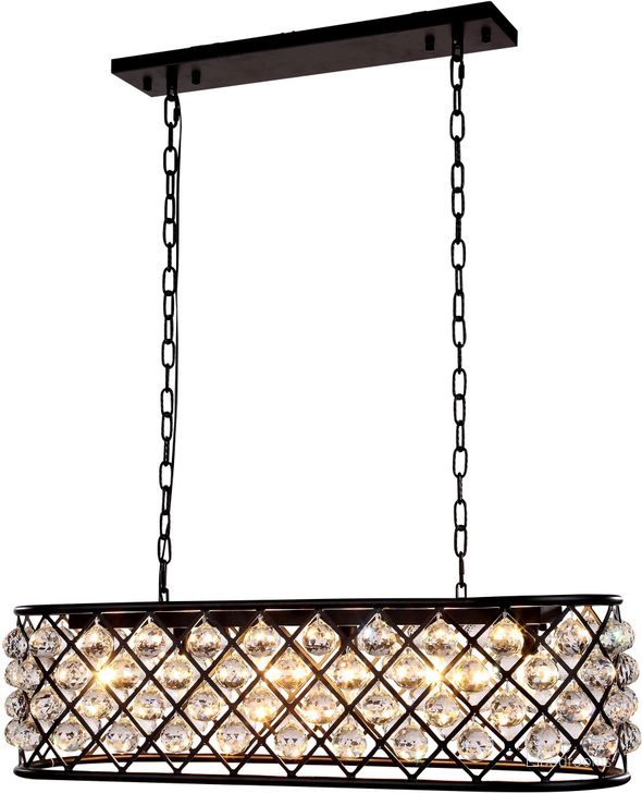 The appearance of Madison 13 Matte Black 6 Light Chandelier With Clear Royal Cut Crystal Trim designed by Elegant Lighting in the transitional interior design. This black piece of furniture  was selected by 1StopBedrooms from Madison Collection to add a touch of cosiness and style into your home. Sku: 1216G40MB/RC. Material: Steel. Product Type: Chandelier.