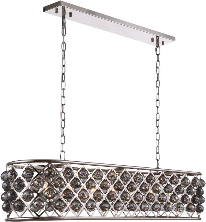 The appearance of Madison 13 Polished Nickel 7 Light Chandelier With Silver Shade Royal Cut Crystal Trim designed by Elegant Lighting in the transitional interior design. This silver piece of furniture  was selected by 1StopBedrooms from Madison Collection to add a touch of cosiness and style into your home. Sku: 1216G50PN-SS/RC. Material: Steel. Product Type: Chandelier.