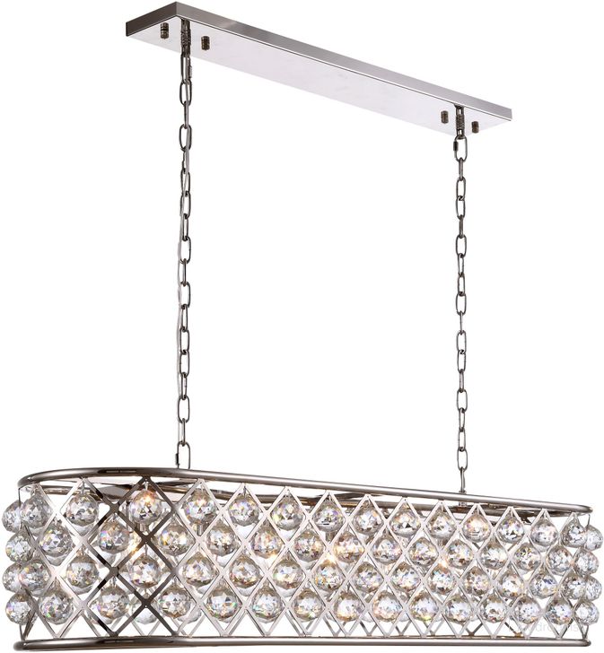 The appearance of Madison 13 Polished Nickel 7 Light Chandelier With Clear Royal Cut Crystal Trim designed by Elegant Lighting in the transitional interior design. This silver piece of furniture  was selected by 1StopBedrooms from Madison Collection to add a touch of cosiness and style into your home. Sku: 1216G50PN/RC. Material: Steel. Product Type: Chandelier.