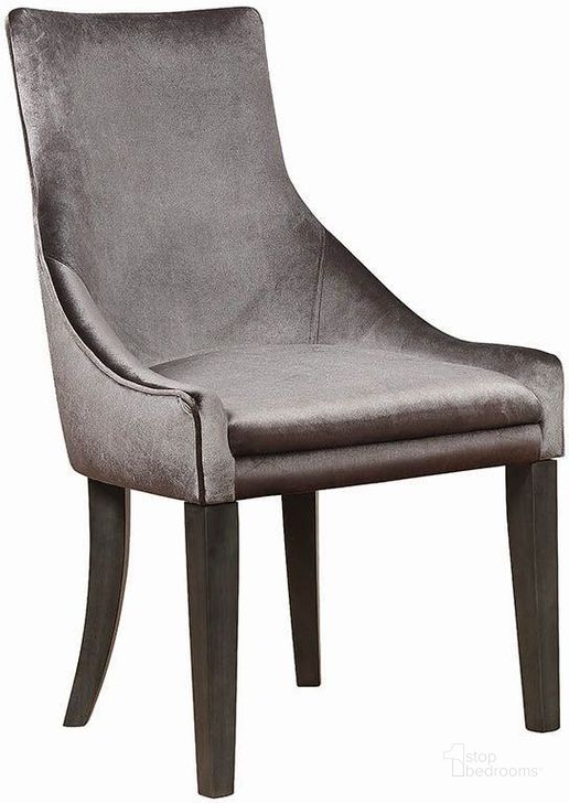 The appearance of Gray Velvet Dining Chair Set Of 2 designed by Coaster in the modern / contemporary interior design. This gray piece of furniture  was selected by 1StopBedrooms from Gray Collection to add a touch of cosiness and style into your home. Sku: 121714. Product Type: Dining Chair. Material: Velvet. Image1