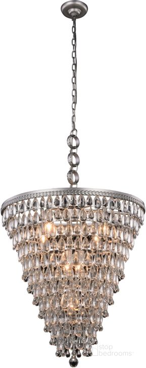The appearance of Nordic 24 Antique Silver 7 Light Chandelier Royal Cut Crystal Trim designed by Elegant Lighting in the glam interior design. This silver piece of furniture  was selected by 1StopBedrooms from Nordic Collection to add a touch of cosiness and style into your home. Sku: 1219D24AS/RC. Product Type: Chandelier. Material: Crystal.