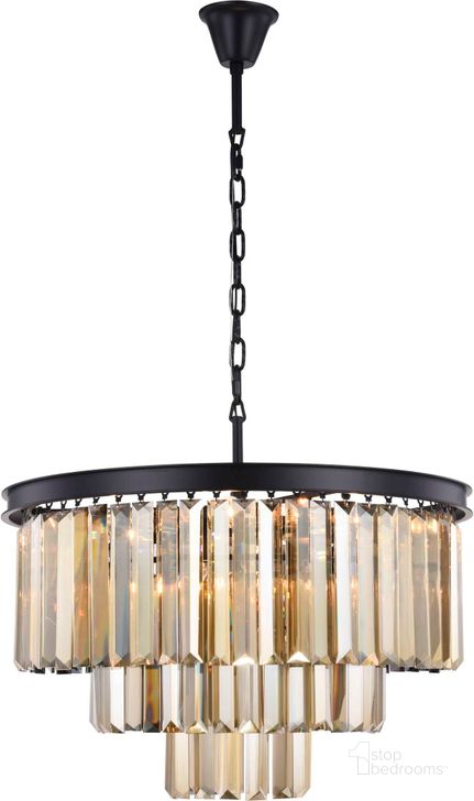 The appearance of Sydney 26 Matte Black 9 Light Chandelier With Golden Royal Cut Crystal Trim designed by Elegant Lighting in the modern / contemporary interior design. This black piece of furniture  was selected by 1StopBedrooms from Sydney Collection to add a touch of cosiness and style into your home. Sku: 1231D26MB-GT/RC. Material: Steel. Product Type: Chandelier.