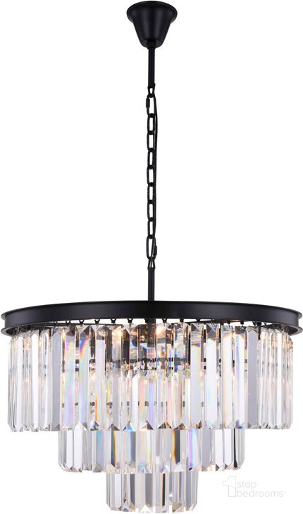 The appearance of Sydney 26 Matte Black 9 Light Chandelier With Clear Shade Royal Cut Crystal Trim designed by Elegant Lighting in the modern / contemporary interior design. This black piece of furniture  was selected by 1StopBedrooms from Sydney Collection to add a touch of cosiness and style into your home. Sku: 1231D26MB/RC. Material: Steel. Product Type: Chandelier.