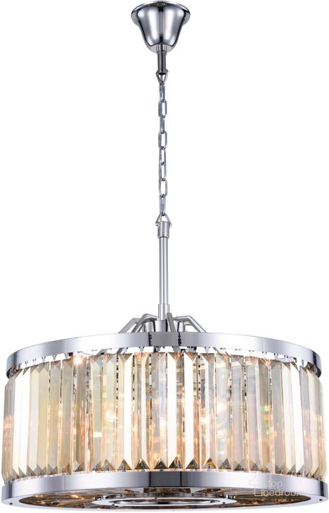 The appearance of Chelsea 28 Polished nickel 8 Light Chandelier With Golden Royal Cut Crystal Trim designed by Elegant Lighting in the modern / contemporary interior design. This polished nickel piece of furniture  was selected by 1StopBedrooms from Chelsea Collection to add a touch of cosiness and style into your home. Sku: 1233D28PN-GT/RC. Material: Steel. Product Type: Chandelier.