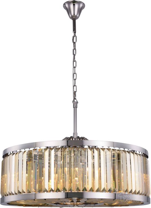 The appearance of Chelsea 35.5 Polished nickel 10 Light Chandelier With Golden Royal Cut Crystal Trim designed by Elegant Lighting in the modern / contemporary interior design. This gold piece of furniture  was selected by 1StopBedrooms from Chelsea Collection to add a touch of cosiness and style into your home. Sku: 1233D35PN-GT/RC. Material: Steel. Product Type: Chandelier.