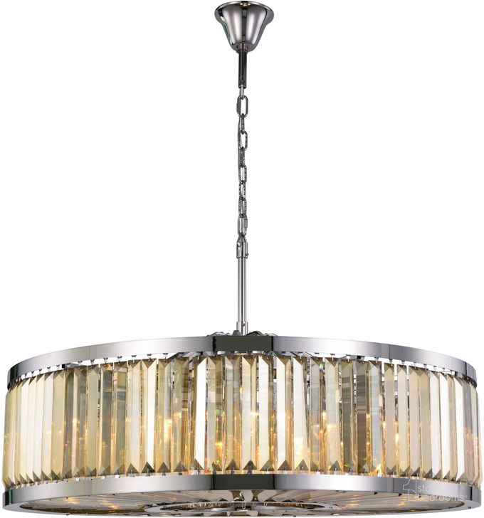 The appearance of Chelsea 43.5 Polished nickel 10 Light Chandelier With Golden Royal Cut Crystal Trim designed by Elegant Lighting in the modern / contemporary interior design. This gold piece of furniture  was selected by 1StopBedrooms from Chelsea Collection to add a touch of cosiness and style into your home. Sku: 1233G43PN-GT/RC. Material: Steel. Product Type: Chandelier.