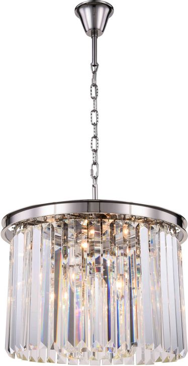 The appearance of Sydney 20 Polished nickel 6 Light Pendant With Clear Shade Royal Cut Crystal Trim designed by Elegant Lighting in the modern / contemporary interior design. This silver piece of furniture  was selected by 1StopBedrooms from Sydney Collection to add a touch of cosiness and style into your home. Sku: 1238D20PN/RC. Material: Steel. Product Type: Pendant Lighting.