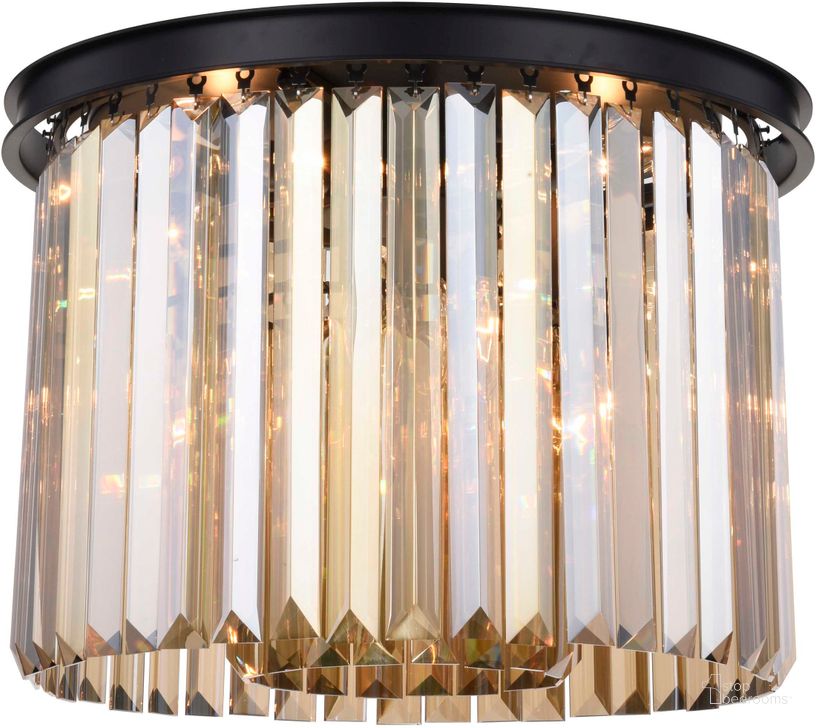 The appearance of Sydney 20 Matte Black 6 Light Flush Mount With Golden Royal Cut Crystal Trim designed by Elegant Lighting in the modern / contemporary interior design. This black piece of furniture  was selected by 1StopBedrooms from Sydney Collection to add a touch of cosiness and style into your home. Sku: 1238F20MB-GT/RC. Material: Steel. Product Type: Flush Mount.