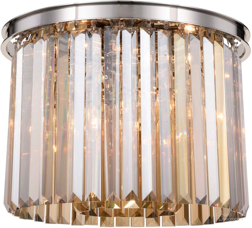 The appearance of Sydney 20 Polished nickel 6 Light Flush Mount With Golden Royal Cut Crystal Trim designed by Elegant Lighting in the modern / contemporary interior design. This silver piece of furniture  was selected by 1StopBedrooms from Sydney Collection to add a touch of cosiness and style into your home. Sku: 1238F20PN-GT/RC. Material: Steel. Product Type: Flush Mount.