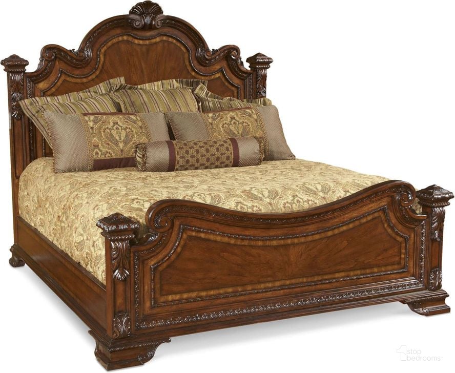 The appearance of Old World King Estate Bed designed by A.R.T. in the modern / contemporary interior design. This brown piece of furniture  was selected by 1StopBedrooms from Old World Collection to add a touch of cosiness and style into your home. Sku: 143156-2606HB;143156-2606FB;143156-2606RS. Bed Type: Poster Bed. Material: Wood. Product Type: Poster Bed. Bed Size: King. Image1