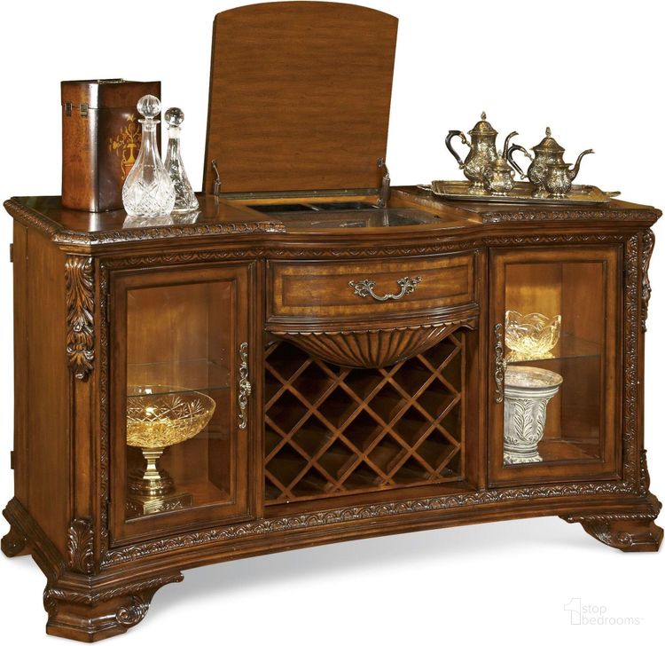 The appearance of Old World Wine and Cheese Buffet designed by A.R.T. in the modern / contemporary interior design. This brown piece of furniture  was selected by 1StopBedrooms from Old World Collection to add a touch of cosiness and style into your home. Sku: 143252-2606. Material: Wood. Product Type: Buffet. Image1