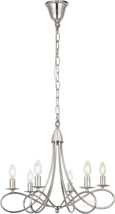 The appearance of Lyndon 24" Polished Nickel 6 Light Pendant designed by Elegant Lighting in the transitional interior design. This silver piece of furniture  was selected by 1StopBedrooms from Lyndon Collection to add a touch of cosiness and style into your home. Sku: 1452D22PN. Material: Metal. Product Type: Pendant Lighting. Image1