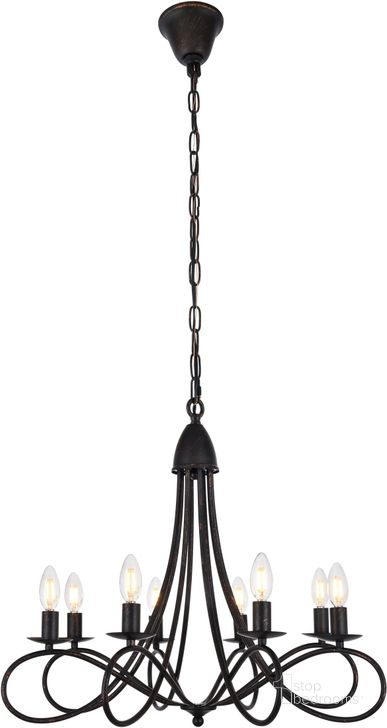 The appearance of Lyndon 28" Dark Bronze 8 Light Pendant designed by Elegant Lighting in the transitional interior design. This gray piece of furniture  was selected by 1StopBedrooms from Lyndon Collection to add a touch of cosiness and style into your home. Sku: 1452D28DB. Material: Metal. Product Type: Pendant Lighting. Image1