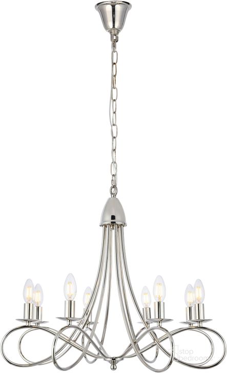 The appearance of Lyndon 28" Polished Nickel 8 Light Pendant designed by Elegant Lighting in the transitional interior design. This silver piece of furniture  was selected by 1StopBedrooms from Lyndon Collection to add a touch of cosiness and style into your home. Sku: 1452D28PN. Material: Metal. Product Type: Pendant Lighting. Image1