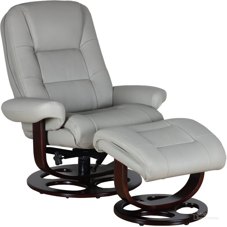 The appearance of 15-8021 Jacque Swivel Pedestal Recliner With Ottoman In Roman Gray designed by BarcaLounger in the transitional interior design. This gray piece of furniture  was selected by 1StopBedrooms from Jacque Collection to add a touch of cosiness and style into your home. Sku: 158021376094. Product Type: Recliner. Material: Leather Match. Image1