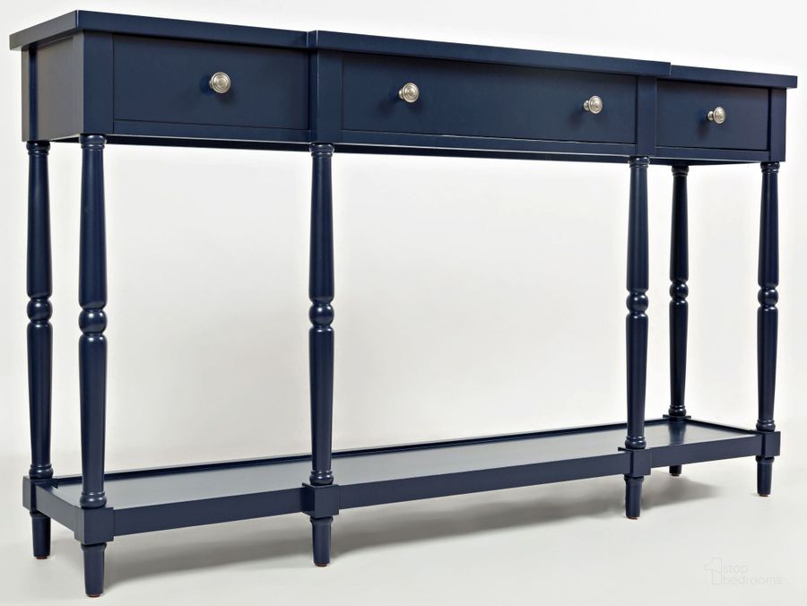 The appearance of Stately Home Navy 60" Console designed by Jofran in the modern / contemporary interior design. This blue piece of furniture  was selected by 1StopBedrooms from Stately Home Collection to add a touch of cosiness and style into your home. Sku: 1633-60. Material: Wood. Product Type: TV Console. Image1