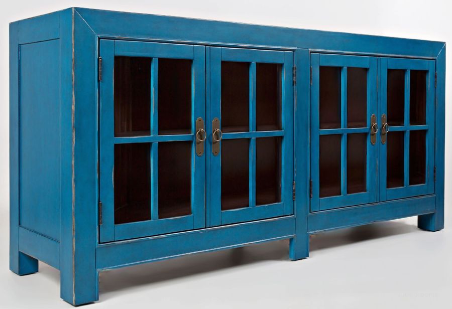 The appearance of Aquitaine Azure Accent Cabinet designed by Jofran in the transitional interior design. This blue piece of furniture  was selected by 1StopBedrooms from Aquitaine Collection to add a touch of cosiness and style into your home. Sku: 1643-70. Material: Wood. Product Type: Accent Cabinet. Image1