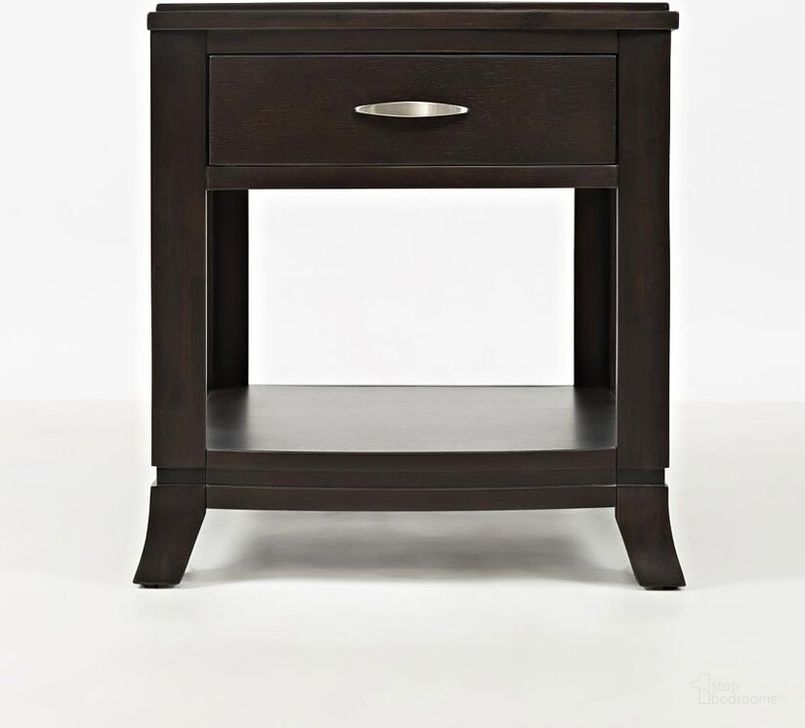The appearance of Downtown End Table designed by Jofran in the transitional interior design. This merlot piece of furniture  was selected by 1StopBedrooms from Downtown Collection to add a touch of cosiness and style into your home. Sku: 1687-3. Material: Wood. Product Type: End Table. Image1
